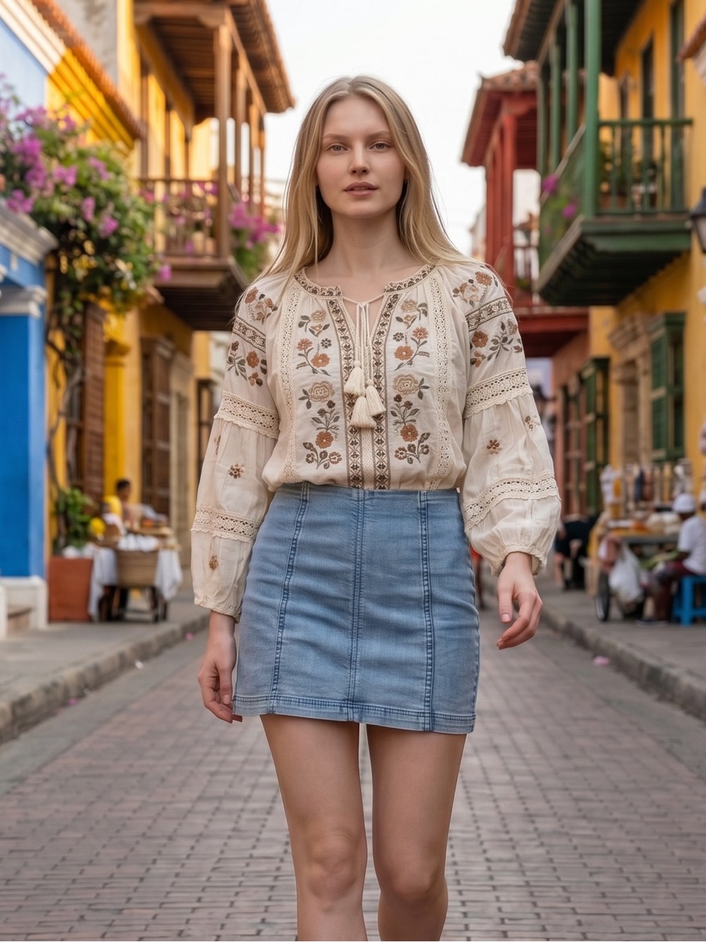 Free People | Seamed Denim Mini Skirt  Light Wash Festival 90s